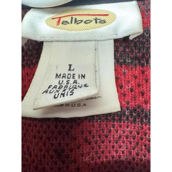 Talbots Women’s Red Plaid Sherpa Fleece Vest Button Front Sz Large - Picture 2 of 3